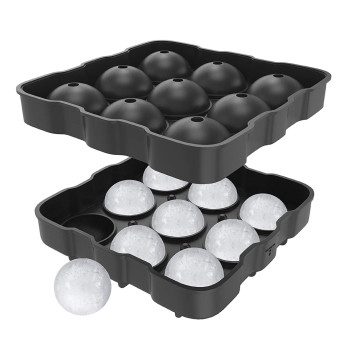 Easy Release Silicone Sphere Ball Mold BPA Free Reusable Whiskey Ice Cube Tray for Freezer