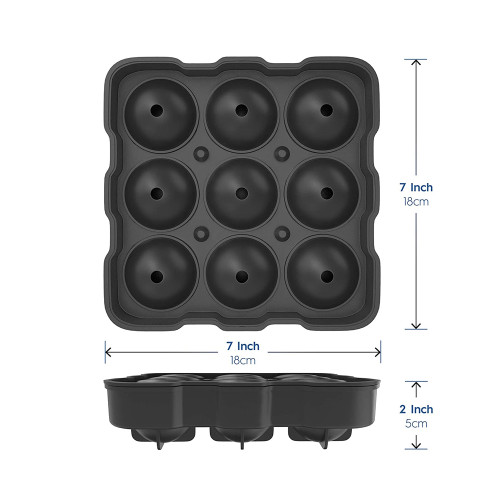 Easy Release Silicone Sphere Ball Mold BPA Free Reusable Whiskey Ice Cube Tray for Freezer
