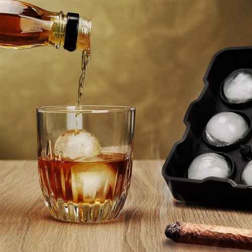 Easy Release Silicone Sphere Ball Mold BPA Free Reusable Whiskey Ice Cube Tray for Freezer