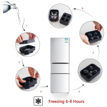 Custom 4 Cavity 3D Skull Shaped Silicone Ice Cube Mold Easy Release Ice Tray Mold With Lid for Cocktail Whiskey and Juices