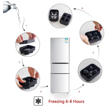 Custom 4 Cavity 3D Skull Shaped Silicone Ice Cube Mold Easy Release Ice Tray Mold With Lid for Cocktail Whiskey and Juices