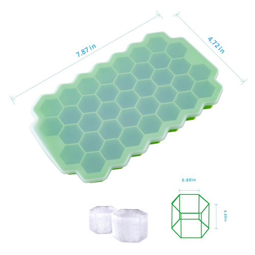 37 Cavities Honeycomb Shape Silicone Ice Cube Mold Easy to Release Silicone Ice Tray Flexible DIY Mold With Lid