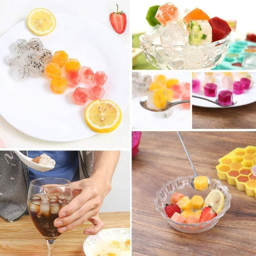 37 Cavities Honeycomb Shape Silicone Ice Cube Mold Easy to Release Silicone Ice Tray Flexible DIY Mold With Lid