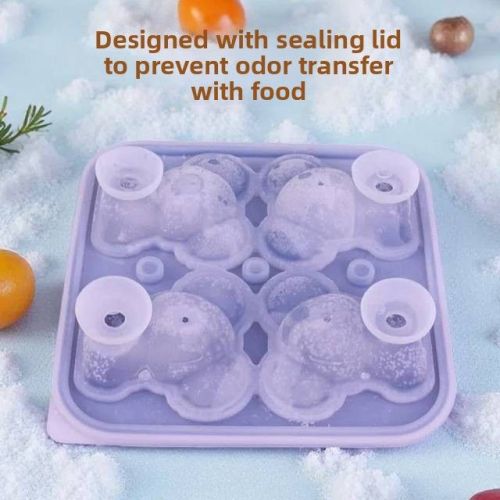 New Design 4 Cavity 3D Koala Ice Grid Mold Food Grade Easy Release Silicone Ice Cube Mold Customized Mold Factory Supply