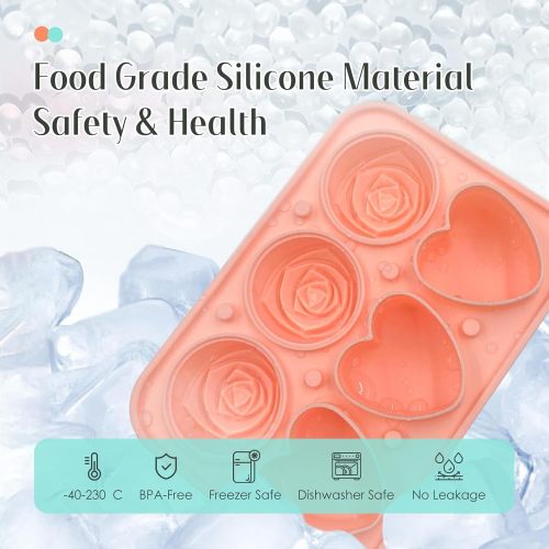 Custom 3D Rose Diamond Heart-shaped Sphere Ice Cube Mold Food Grade Silicone Ice Tray With Funnel-shaped Lid