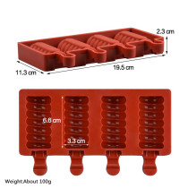 4 Cavity Tanghulu Silicone Popsicle Mold DIY Homemade Ice Cream Mold