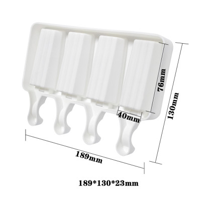 4 Cavity Vertical Stripe Ice Cream Mold Household Children Homemade Small Silicone Popsicle Mold