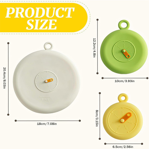 Food Grade Silicone food storage lids with clock, keeping fresh silicone lid suitable for fruits, vegetables and bowls