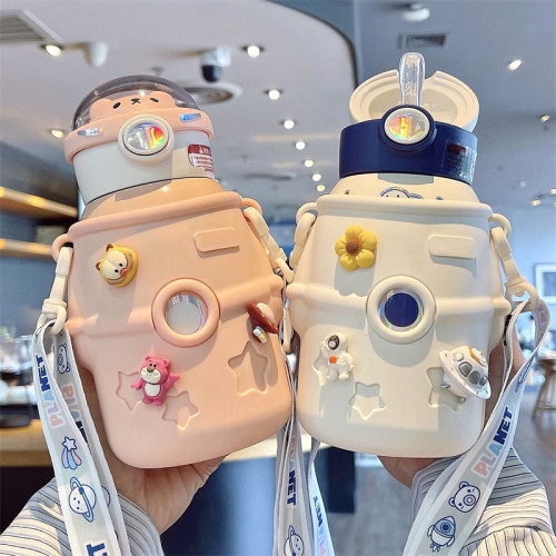 Wholesale Custom Interstellar Space Astronaut Thermos Cup Creative Cartoon Children's Cute Silicone Thermos Pot Sleeve