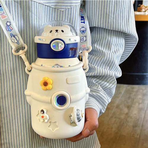 Wholesale Custom Interstellar Space Astronaut Thermos Cup Creative Cartoon Children's Cute Silicone Thermos Pot Sleeve