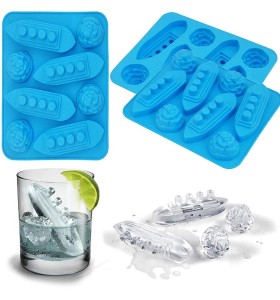 Factory Custom 2-in-1 3D Titanic Boat Iceberg Shape Silicone Ice Cube Tray Reusable Ice Cube Mold DIY Ice Making Tools
