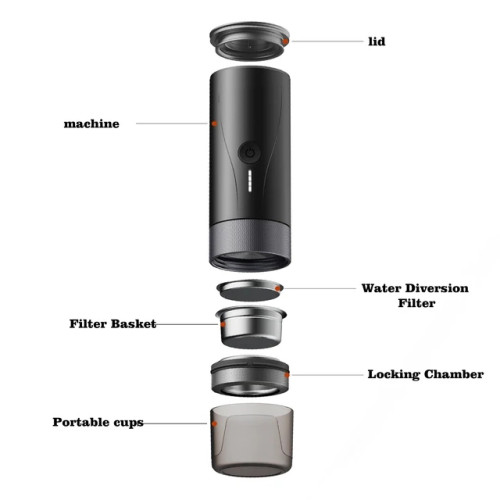 PCM04A Portable Coffee Machine Heating Mini Electric Travel Car Espresso Machine
