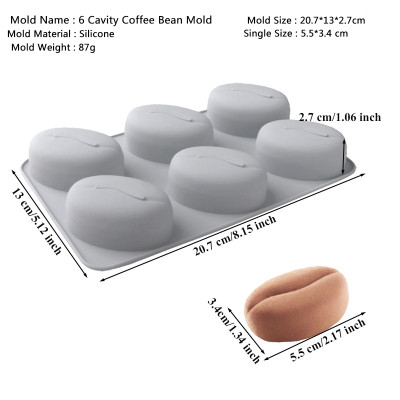 Customized Food Grade Coffee Bean Shape Mousse Silicone Mold Non-stick Baking Cake Mold DIY Dessert Mold