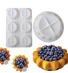 New 6 Cavity Flower Shaped Egg Tart Basin Silicone Mousse Mold Non-stick Cake Mold Baking Tools