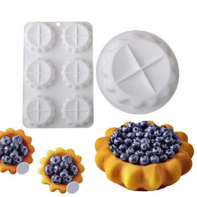 New 6 Cavity Flower Shaped Egg Tart Basin Silicone Mousse Mold Non-stick Cake Mold Baking Tools