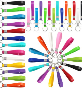 Custom Colorful Printing Key Holder Keychain Bracelet Silicone Wristband Keyring with logo