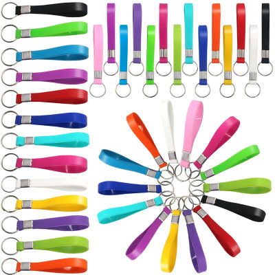 Custom Colorful Printing Key Holder Keychain Bracelet Silicone Wristband Keyring with logo