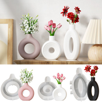 Source Factory Custom Flower Vase Shape Resin Mold Plaster Vase Mold Epoxy Silicone Casting Mold for Desktop Home Decoration