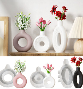 Source Factory Custom Flower Vase Shape Resin Mold Plaster Vase Mold Epoxy Silicone Casting Mold for Desktop Home Decoration