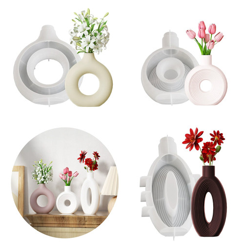 Source Factory Custom Flower Vase Shape Resin Mold Plaster Vase Mold Epoxy Silicone Casting Mold for Desktop Home Decoration