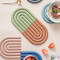 15 * 15cm Rainbow Shape Silicone Cup Coaster High Temperature Resistant Silicone Mat for Dining Table Home Casserole Pot Mat