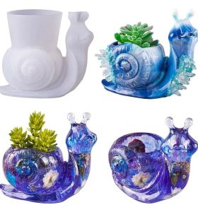 Wholesale Customized 3D Snail Flower Pot Design Resin Silicone Molds DIY Crystal Drop Rubber Animal Ornament Gypsum Mold