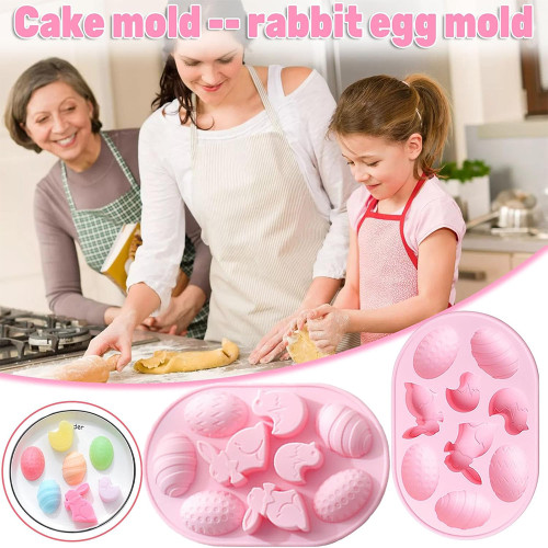 Customized Easter Silicone Mold for Rabbit Egg Shaped Chocolate Cake Candy Candle Soap Holiday Decoration Mold
