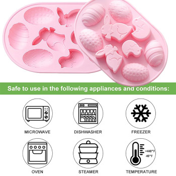 Customized Easter Silicone Mold for Rabbit Egg Shaped Chocolate Cake Candy Candle Soap Holiday Decoration Mold