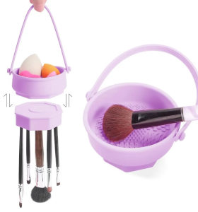 3 in 1 Silicone Makeup Brush Cleaner Mat Silicon Cosmetic Brushes Cleaning Tool Set Organizer for Storage and Air Drying