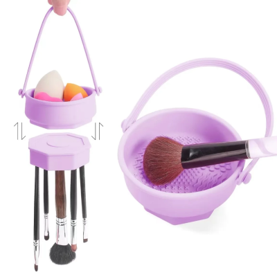 3 in 1 Silicone Makeup Brush Cleaner Mat Silicon Cosmetic Brushes Cleaning Tool Set Organizer for Storage and Air Drying