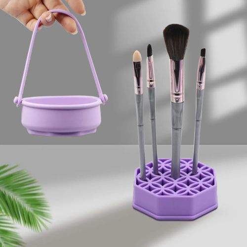 3 in 1 Silicone Makeup Brush Cleaner Mat Silicon Cosmetic Brushes Cleaning Tool Set Organizer for Storage and Air Drying