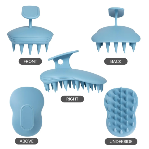 Factory Customized Handle Comfortable Super Soft Hair Silicone Scalp Massager Shampoo Brush