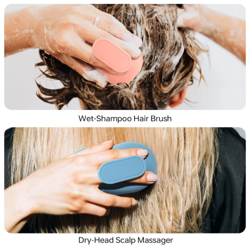 Factory Customized Handle Comfortable Super Soft Hair Silicone Scalp Massager Shampoo Brush
