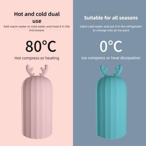 500ml Deer Antler Shape Silicone Hot Water Bag Portable Dual Use of Hot and Cold Hot Water Bottle with Cover