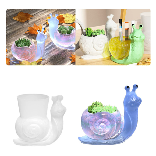 Wholesale Customized 3D Snail Flower Pot Design Resin Silicone Molds DIY Crystal Drop Rubber Animal Ornament Gypsum Mold