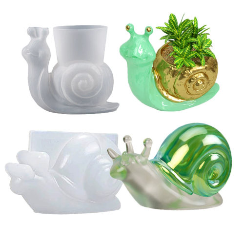Wholesale Customized 3D Snail Flower Pot Design Resin Silicone Molds DIY Crystal Drop Rubber Animal Ornament Gypsum Mold