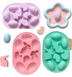 Customized Easter Silicone Mold for Rabbit Egg Shaped Chocolate Cake Candy Candle Soap Holiday Decoration Mold