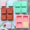 Custom 4-caviey square Shape Silicone Soap Mold Aromatherapy Handicraft Making Mold Bath Room Supplies