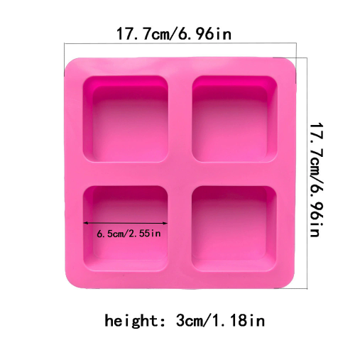 Custom 4-caviey square Shape Silicone Soap Mold Aromatherapy Handicraft Making Mold Bath Room Supplies