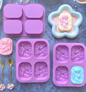Custom 4-Hole Boy or Girl Angel Shape Fondant Silicone Soap Mold Food Grade Cake Decorating Mold Handmade DIY Cake Tools