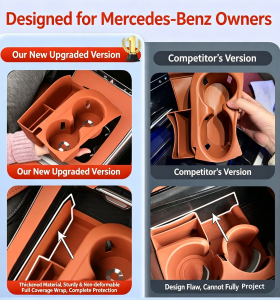 Cup Holder Mat & Storage Box for Mercedes-Benz C260L, GLC300L, E300L, Car Interior Decor Accessories