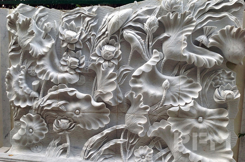 Beverly Hills villa marble relief carving
