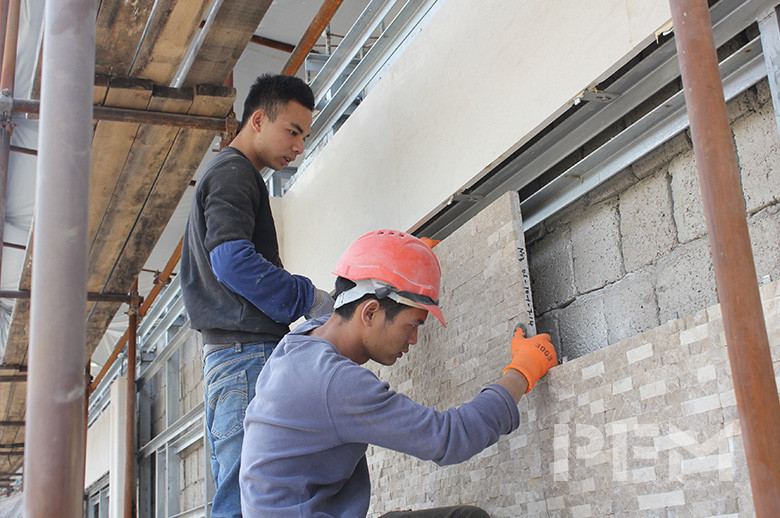Tajikistan Private Villa exterior wall cladding installation