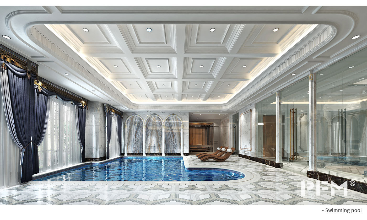 luxury big indoor pool design