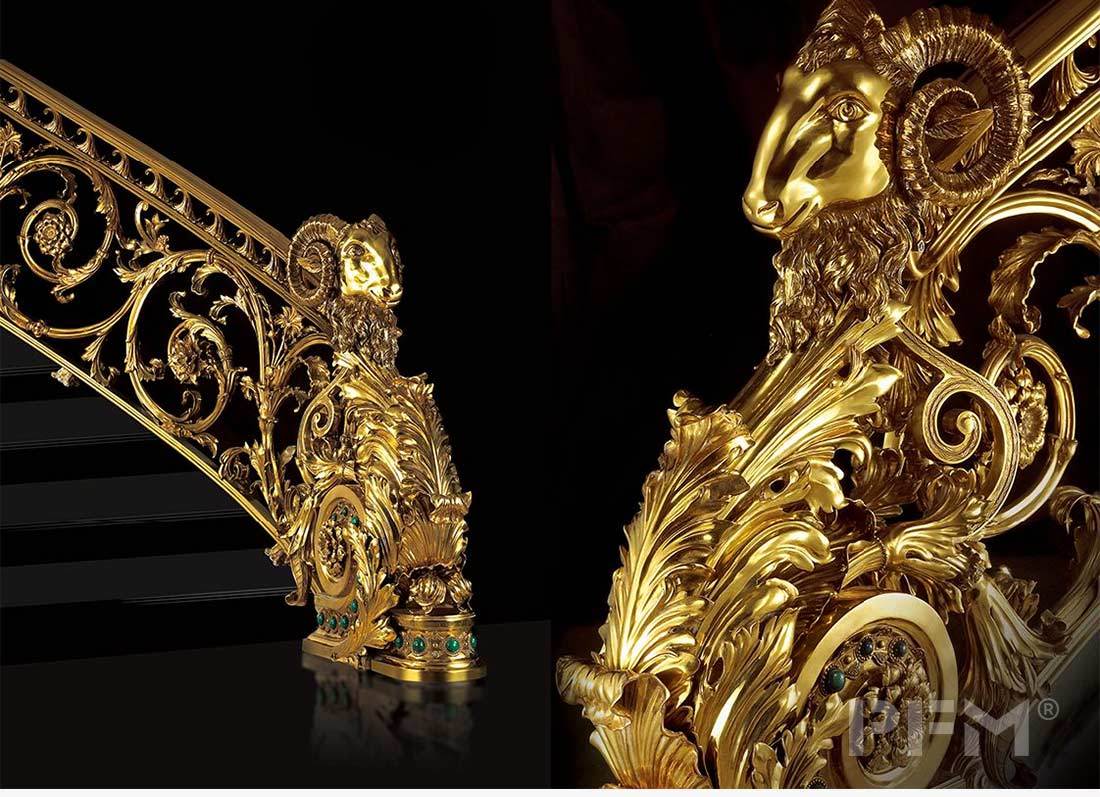 big Gold handrail staircase