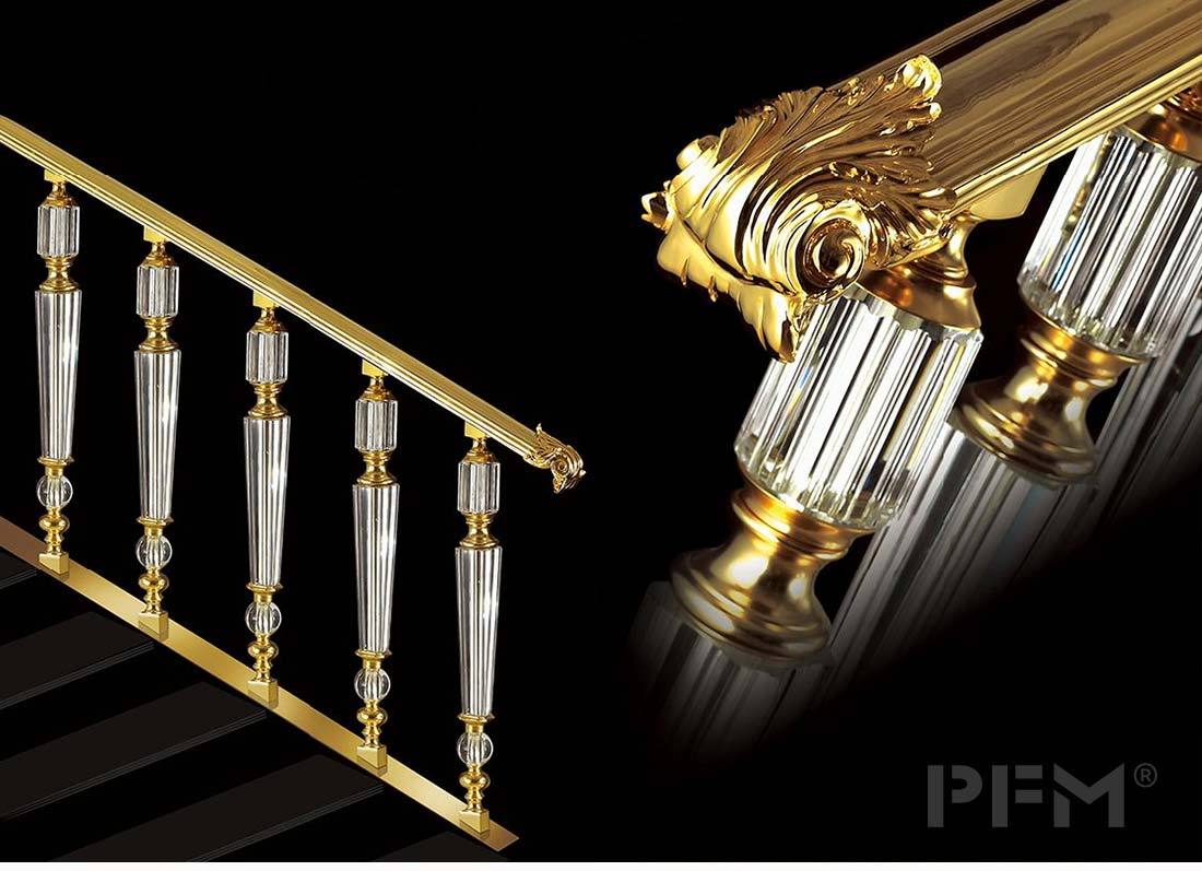 white crystal railing gold handrail