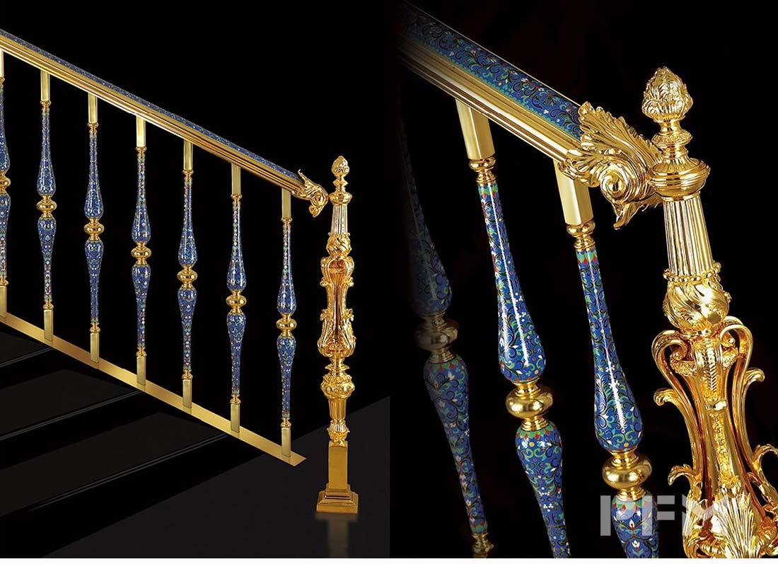 blue gemstone baluster staircase