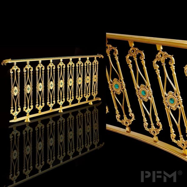 Custom high end indoor luxury gold color brass staircase railing