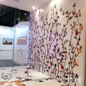 High quality marble waterjet inlay flower patten design for interior hallway floor wall