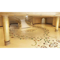 Luxury villa interior classic flower staircase water jet marble tile big Stair